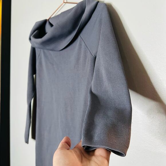 STYLESTALKER Grey Cowl Oversized Long Sleeve Short Mini Sweater Dress Size Small - Picture 3 of 7